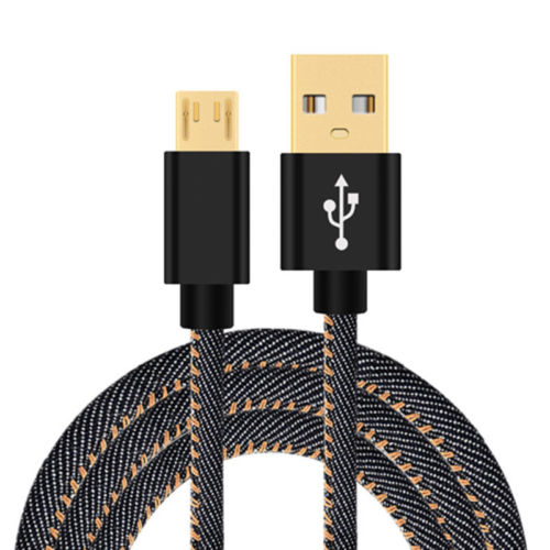 USB til USB Micro - 0,25m tøy - Sort