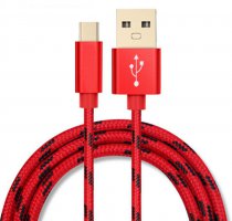 USB til USB C - 2m tøy - Rød