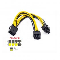 Iwill 8P PCI-E til 2 x 6+2P (8) PCI-E 20CM (Y-Splitt) - 18AWG